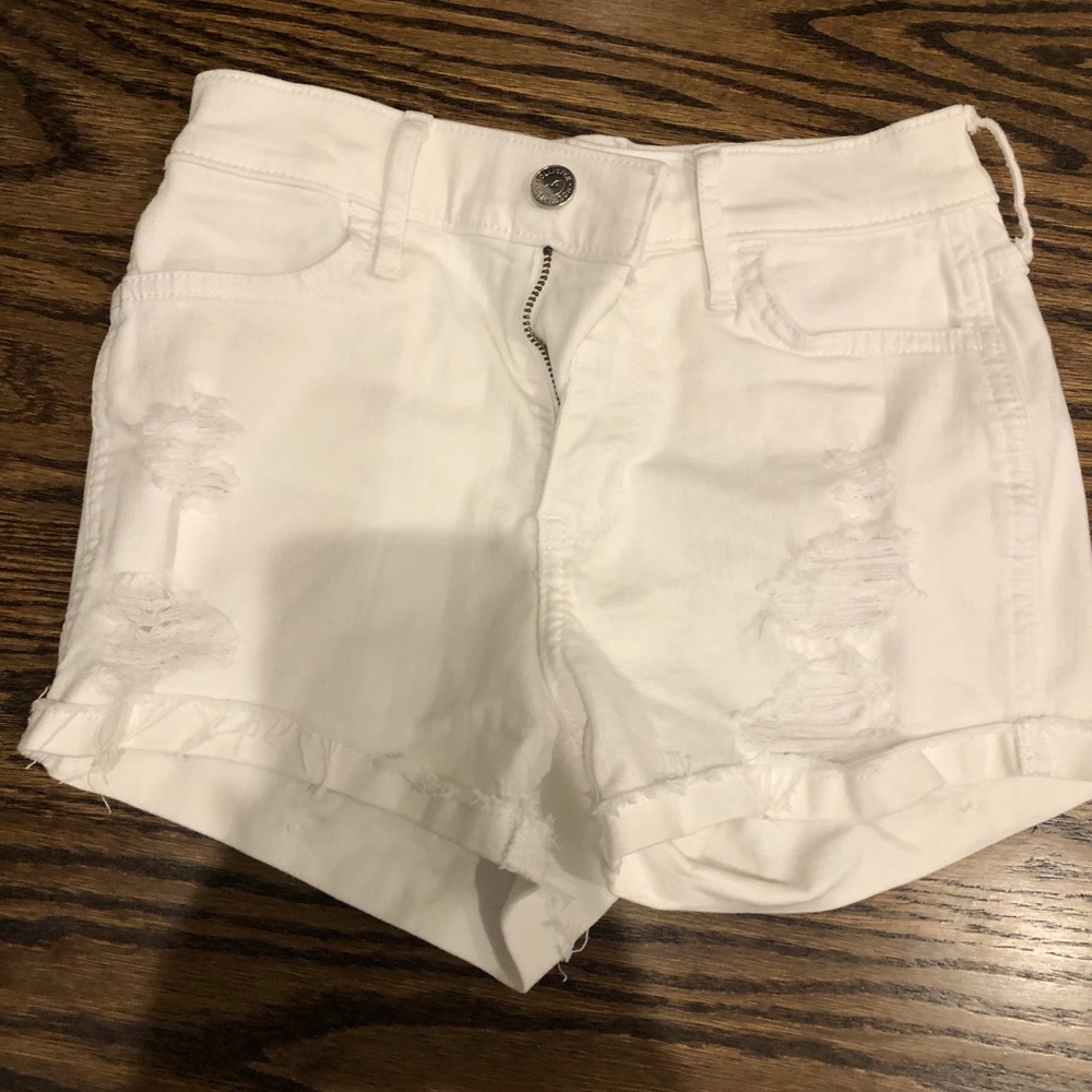 Hollister white denim shorts